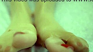 my sexy nylon feet need your cum all over them now