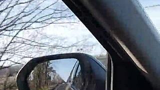amateur housewife flashes tits going down public road
