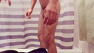 hot schoolgirl's perfect athletic body tempts in steamy bathroom tease