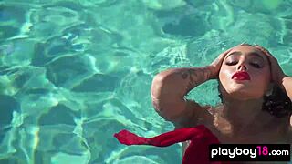 emjay rinaudo smokes naked by pool intense tease