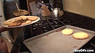 Courtney James fingers pussy baking cookies solo