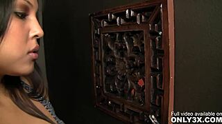 Adrianna Luna strokes and sucks Lee Stone through gloryhole tease