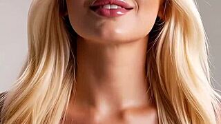 A blonde bombshell with perfect curves emerges from AI generation