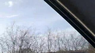 amateur housewife flashes tits going down public road