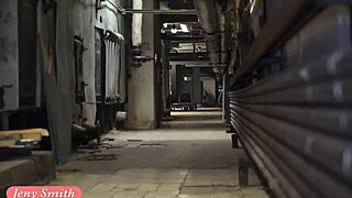 jeny smith sneaks naked through lost corridors flashing tits in pantyhose