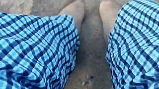 Barefoot Model's Sensory Feet In Sand Nature Fetish Display