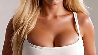 A blonde bombshell with perfect curves emerges from AI generation