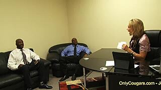 Horny Secretary Nikki Sexxx Gulps Two Monster Black Cocks At Work