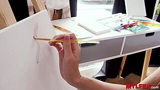 mature mommy cheers teen babe with licks in private threesome