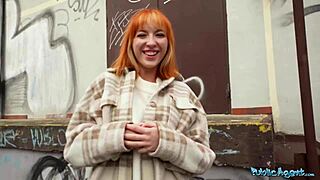 russian redhead with big natural tits gets picked up for public pov fucking in every position