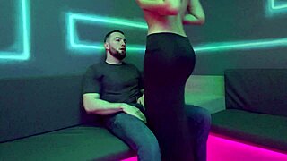 Beautiful Redhead Stripper Rides White Guy Bareback in Club Backroom