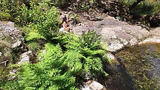 hunt young mom outdoors. surprise fuck in nature with big tits flashing.