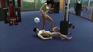 raven's public gym workout jiggles big tattooed tits comically