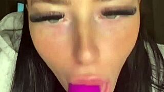 Specific British Brunette Coed Girlfriend Delivers Horny Blowjob Squirting Webcam Solo