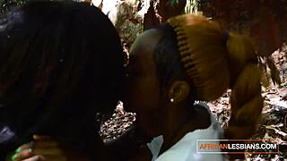 Ebonies in dorm tempt each other with clit licks and rough pussy grinding