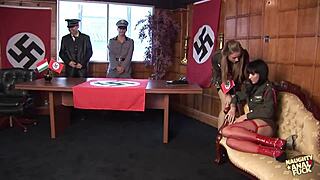 Blonde Brunette Alliance Forms Via Intense DP Anal Gangbang