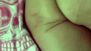 milf's wet pierced clit shines in close-up ass massage