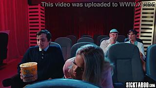 i'm athena faris moanin so hard ridin my boyfriend's cock in the cinema durin movie