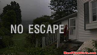 black maledom hogties bdsm sub outdoors, spits while vibing her to orgasm