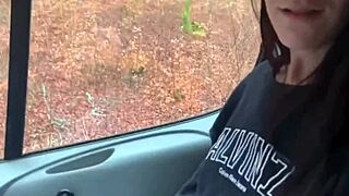 Bus driver pulls over for wet pussy sex deep in forest