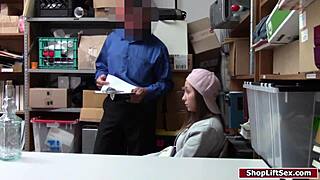 Shoplifter teen fucked hard on officer's desk
