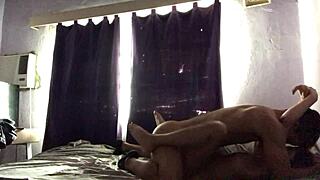 Homemade Latina Couple's Rough Creampie Ride