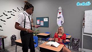 Big ass blonde teen bent over destroyed by teacher's monster BBC in class