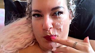 insane cumshot nightmare on massive tits lenushka doll close up mess