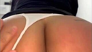 perfect angle shows latina's huge ass bouncing on pov cock ride with creampie finish