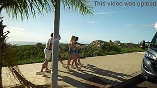 Blonde And Brunette Milfs Orgasm In Outdoor Bus Group Fuck To The Beach