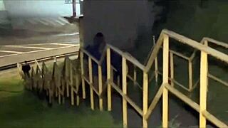 Esposa lets stranger rip clothes and fist her tight asshole on public street!