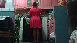 caught father-in-law's big ass wife fucking rough in kitchen