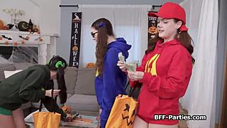 Halloween Besties Spread Legs Wide for Candy in Hardcore Foursome