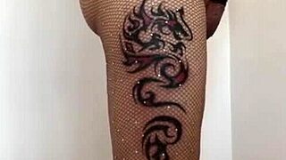 BONDAGE TRANNY FLASHES LONG LEGS in miniskirt pantyhose