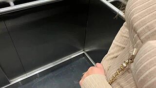 Caught fucking neighbor in elevator! My thong soaked we finish hard till busted