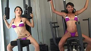 hey girls your fitness coach's bbc stretches our tight teen pussies good