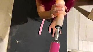 my teen cat girl throat fucked hard by huge dildo machine 😻💦