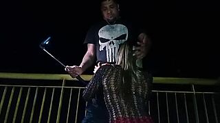 Wife flashes street crowd driving guys totally wild!