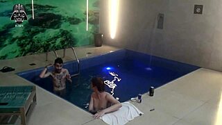bareback threesome friends suck big cocks poolside motel part 3