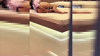 whoa spying on horny stepmom while i jerk off on her back 😏 she has no clue