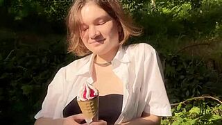 i fed cute teen nympho ice cream then sloppy facefucked her outdoors