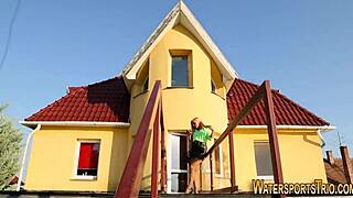 Fetish Slut Gulps Golden Shower In Stockings