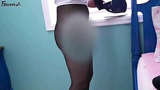 korean busty girlfriend teases feet in black stockings roleplay