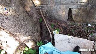 Suck my cock then fuck her pussy outdoors baby