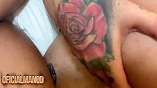 Skinny teen 18+ anal and pussy fucked by two tattooed guys