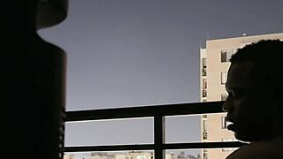 Wild amateur couple sucks best friend's boyfriend's huge cock on balcony!