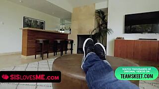 maya bjou flashes tits blows stepbro rides big cock??