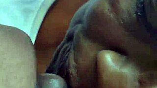 Oiled Black Granny Sucks Big Cock Cumshot