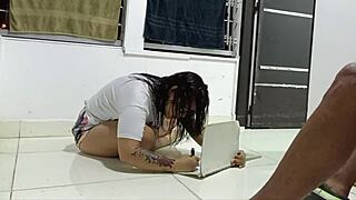 horny latina milf takes fat cock missionary doggystyle from stepdad