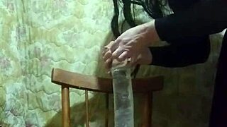 lady alice stuffs huge dildo deep in anal while in lingerie pantyhose high heels